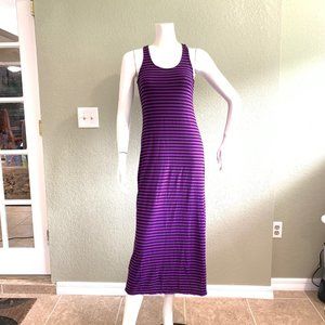 Halloween Purple Black Stripe Maxi Dress M Costume